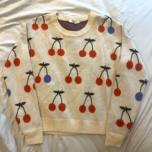 Madewell Cherry Jacquard Pullover Sweater